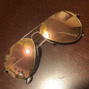 Ray Ban Pink/Rose Gold Aviator Sunglasses